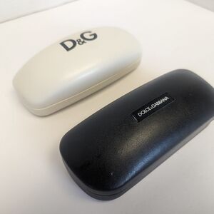 2 Black & White Leather Hard Shell Dolce & Gabbana G&B Replacement Sunglass Case